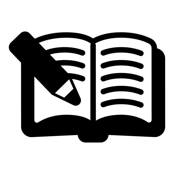 打开书与铅笔固体图标，儿童图书日的概念，书与铅笔矢量标志在白色背景，文字，铅笔字形风格的移动概念网页设计。矢量图形。图片下载