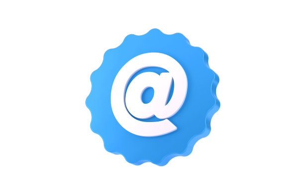 蓝色标签和At符号图片下载