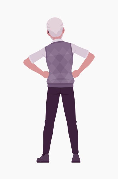 退休老人活跃老人，领取养老金老人叉腰站立后方图片下载