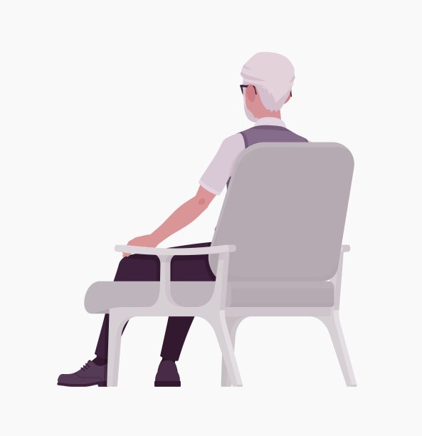 退休老人活跃老人，养老老人扶手椅坐后图片下载