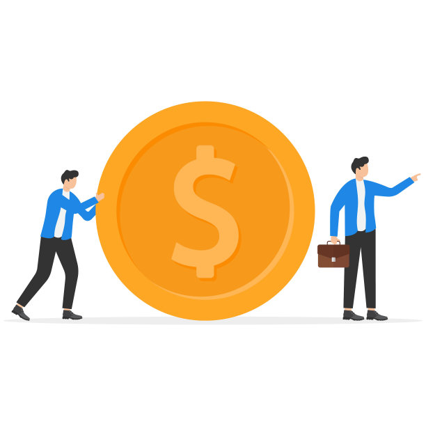 商业家族拉大硬币。企业财务理念。平面卡通矢量插图图片下载
