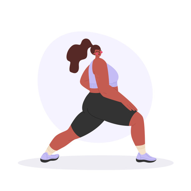 大码女子做前弓步练习图片下载