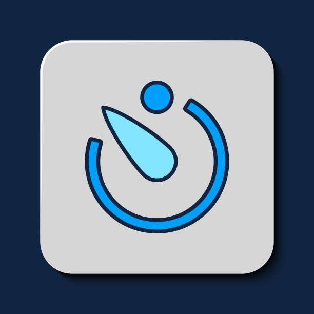 填充轮廓相机定时器图标孤立的蓝色背景。照片曝光。秒表计时秒。向量图片下载