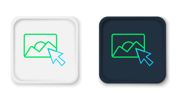 线照片修饰图标孤立的白色背景。摄影师，摄影，润饰图标。色彩缤纷的轮廓概念。向量图片下载