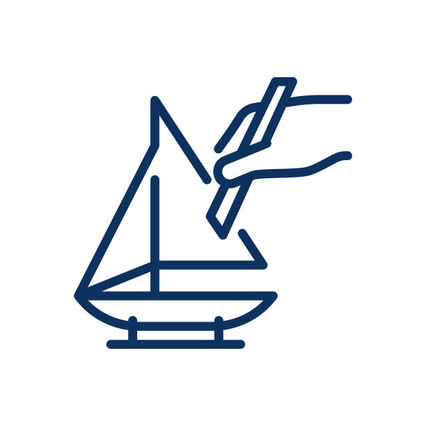 模型组装爱好图标:用于微型模型建筑的帆船模型的可编辑细线插图，儿童爱好和儿童发展的详细模型套件DIY工艺。图片下载