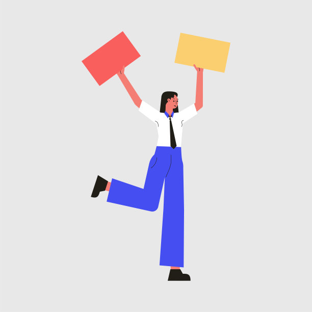 商业女性角色与招牌矢量插图站在一起图片下载