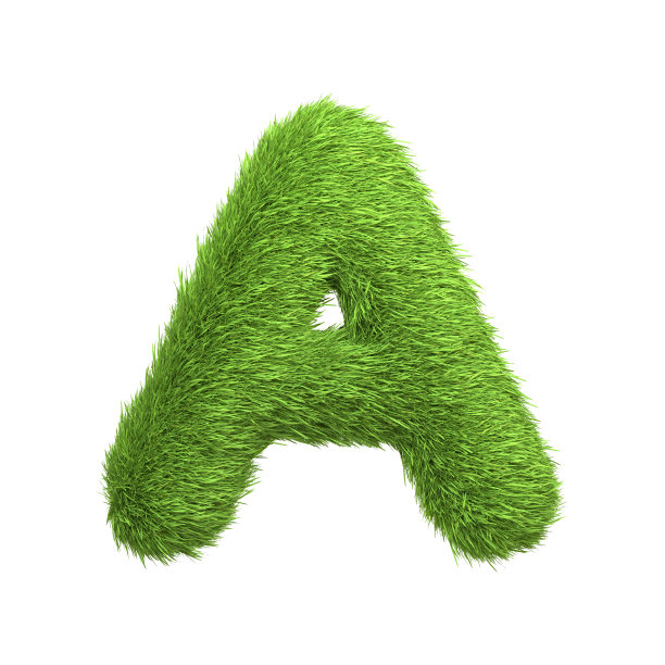 大写字母A的形状从郁郁葱葱的绿草，孤立在一个白色的背景图片下载