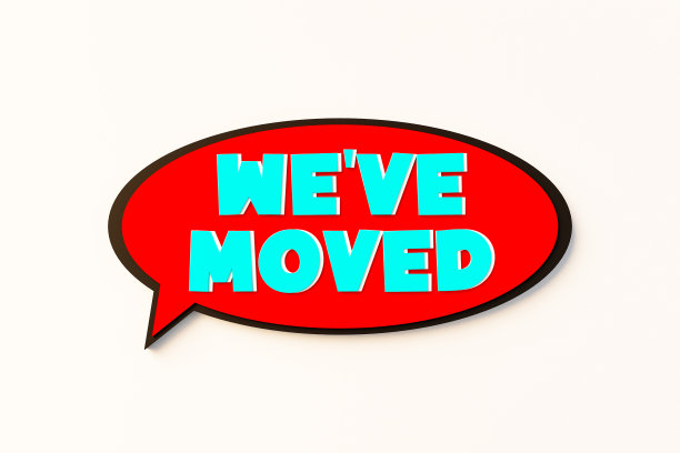 我们移动了，卡通演讲泡泡。图片下载