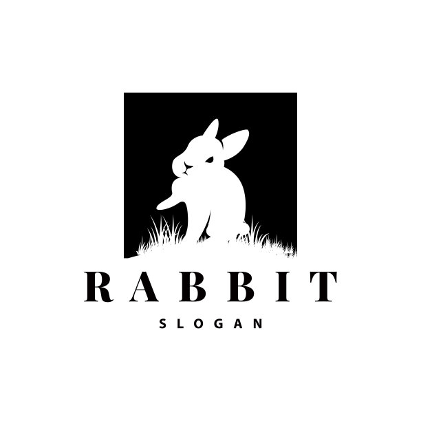 兔子标志设计可爱的兔子简单的动物轮廓插图模板图片下载