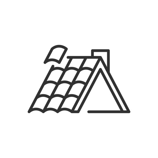 盖屋顶，在屋顶上安装瓦片，线性图标。瓦屋顶。线条可编辑的笔画图片下载