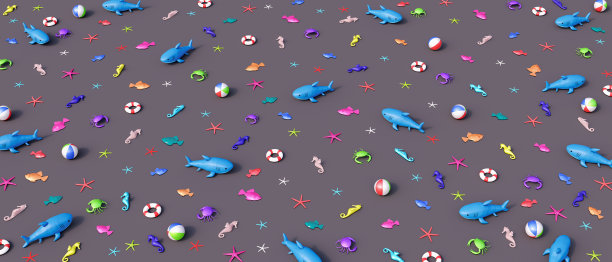 创意丰富多彩的暑假背景3D渲染图片下载