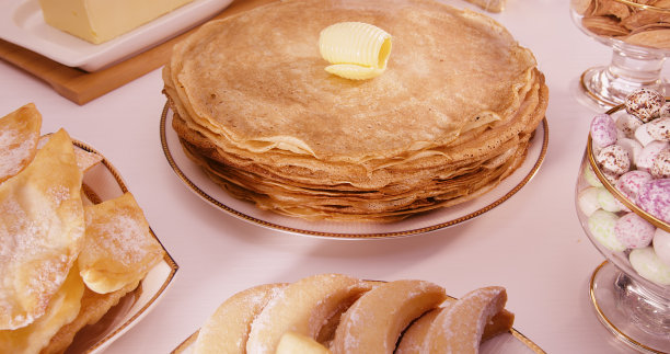 黄油煎饼。黄油。复活节。圣诞节。图片下载