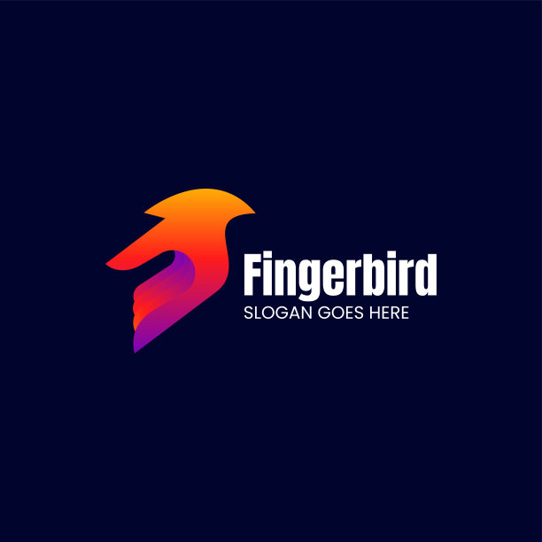 矢量插图手鸟渐变彩色风格图片下载