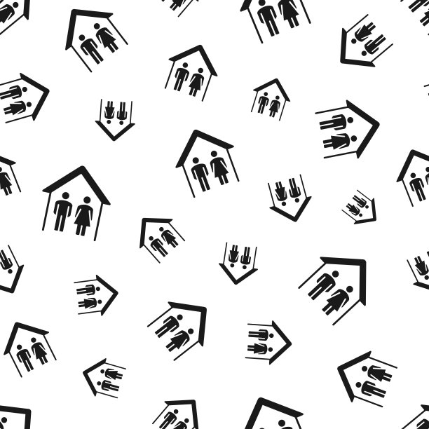 夫妻俩呆在家里。无缝模式。白色背景的图标图片下载