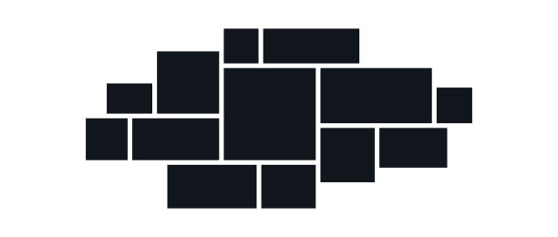 心情板或照片拼贴模板。黑色马赛克网格艺术安排。画框构图作品集。墙画廊布局设计概念的介绍，海报，模型，横幅。向量图片下载