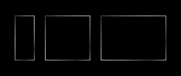 银色薄框套。装饰艺术风格的灰色几何边框。银色细线性方形和矩形集合。银色发光发亮的边界元素包。矢量束照片，干部，装饰图片下载