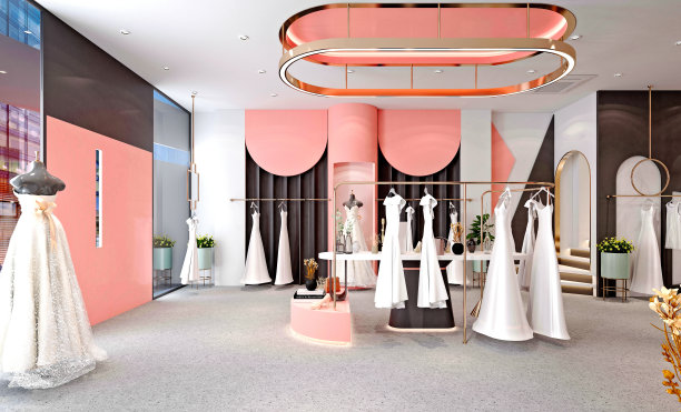 婚纱时装店3d渲染图片下载