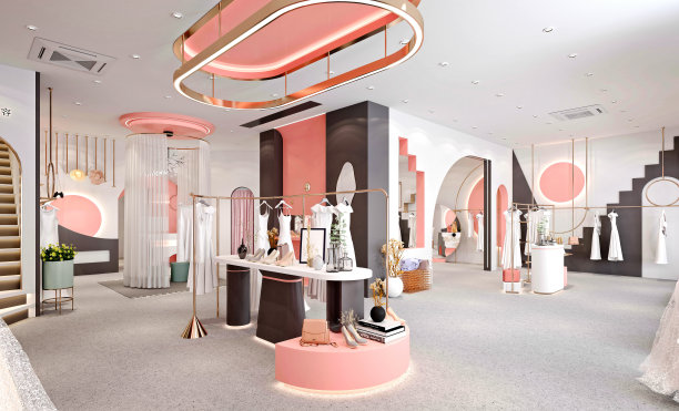 婚纱时装店3d渲染图片下载
