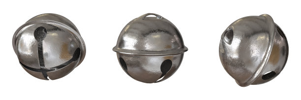 银色的雪橇铃，孤立在白色的背景上图片下载