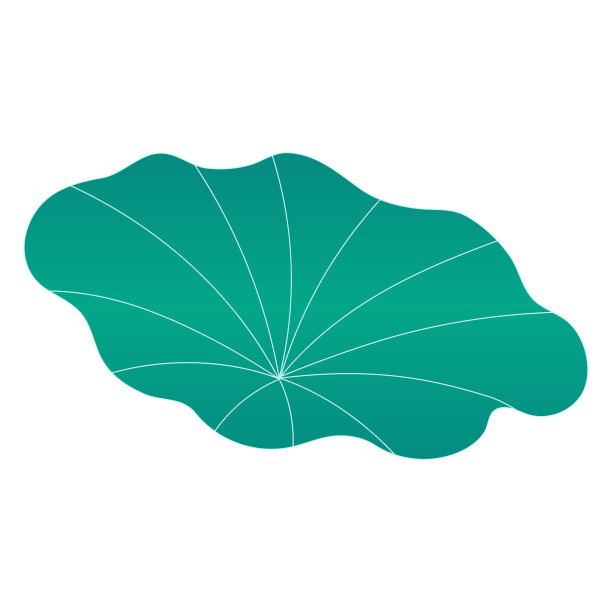 荷花、睡莲叶片手绘插画。图片下载
