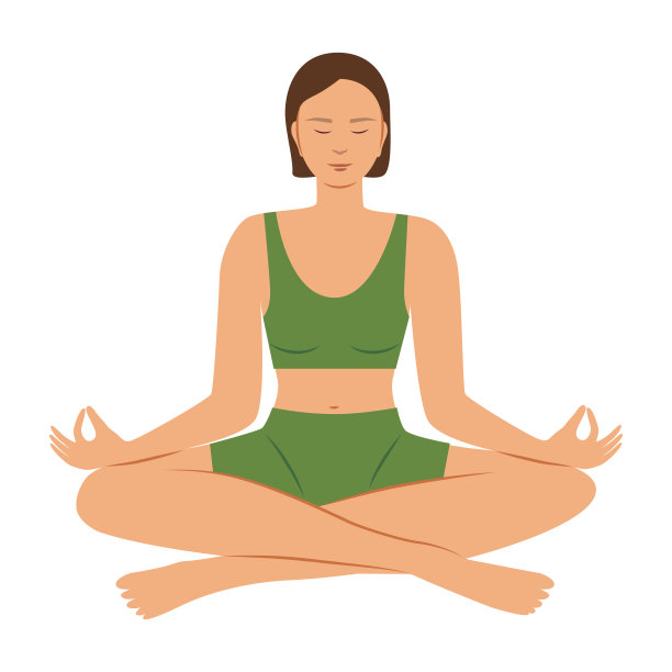 这个女孩正在沉思。时尚瑜伽插画图片下载