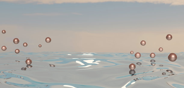 产品装饰场景水面、珍珠背景图3D插画图片下载