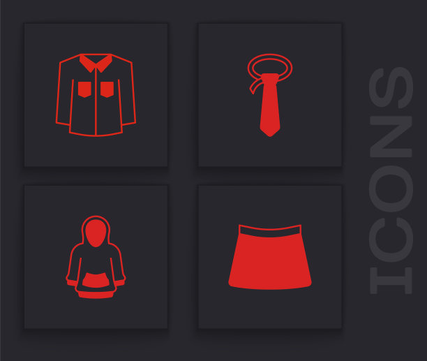 集裙子，衬衫，领带和卫衣图标。向量图片下载