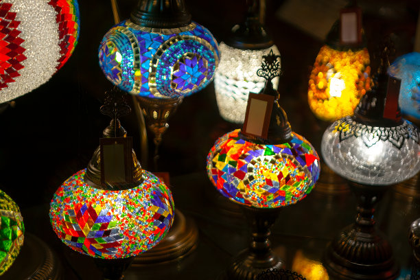 出售彩色装饰土耳其灯图片下载
