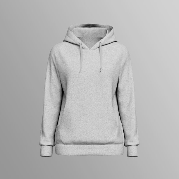 浅灰色连帽衫模拟。三维渲染图片下载