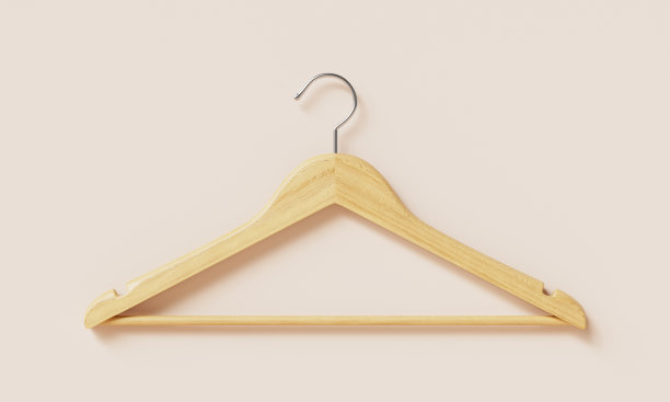 木质衣架。3D渲染图片下载
