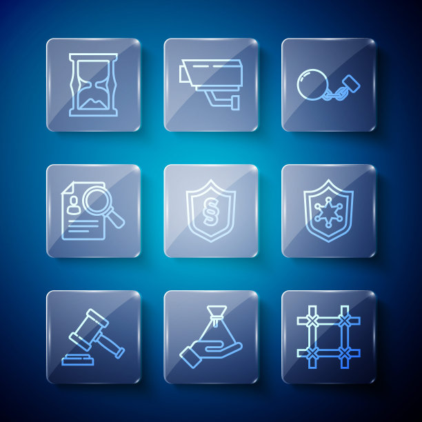 法官 gavel、贿赂钱袋、监狱窗户等图标组合矢量素材图片下载