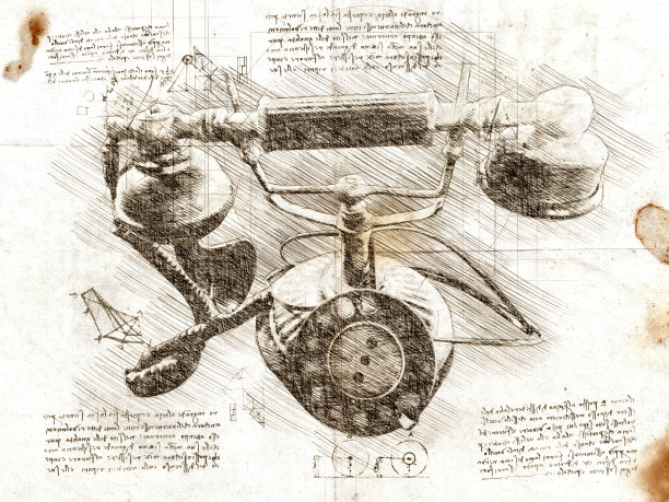 达芬奇风格的旧黑电话，前面有旋转拨号图片下载