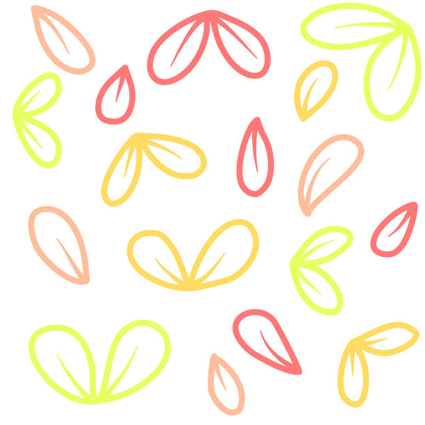 用各种鲜艳的颜色画出树叶的线条。春天的季节。图片下载