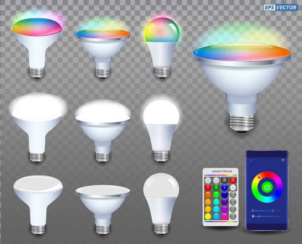 现实的智能Wifi LED灯泡模型与智能手机和远程。3D插图图片下载