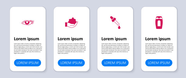 将一瓶洗发水，带油的移液器，剃须泡沫涂在手上和女人的眼睛上。业务信息图表模板。向量图片下载