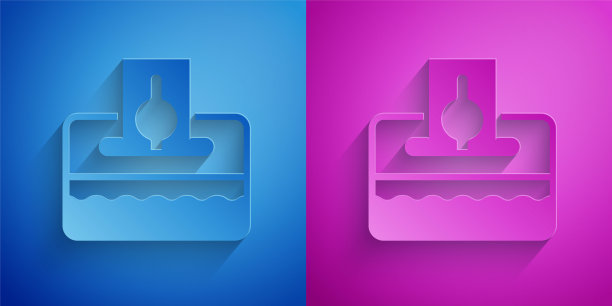 捐赠或支付你的天课作为穆斯林的义务图标隔离在蓝色和紫色的背景。在开斋节前的斋月里，穆斯林的慈善或施舍。纸艺风格。向量图片下载