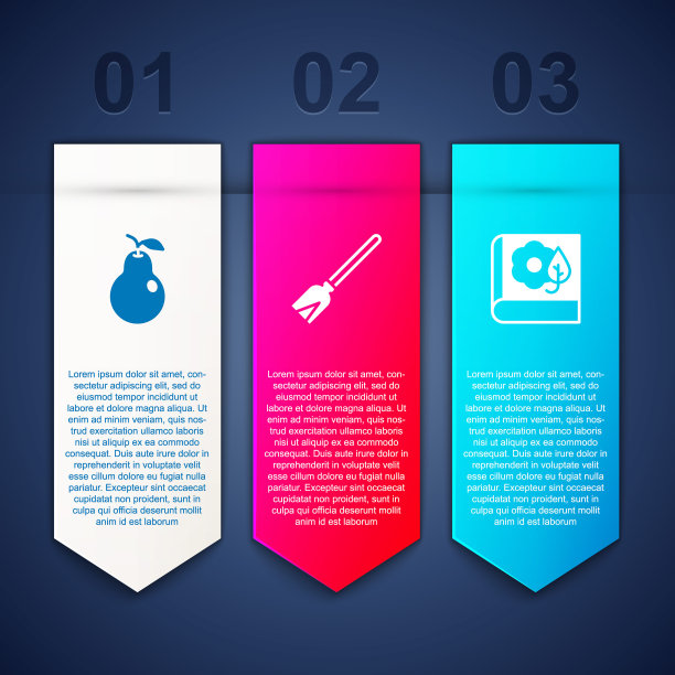 设置梨，处理扫帚和植物标本室。业务信息图表模板。向量图片下载