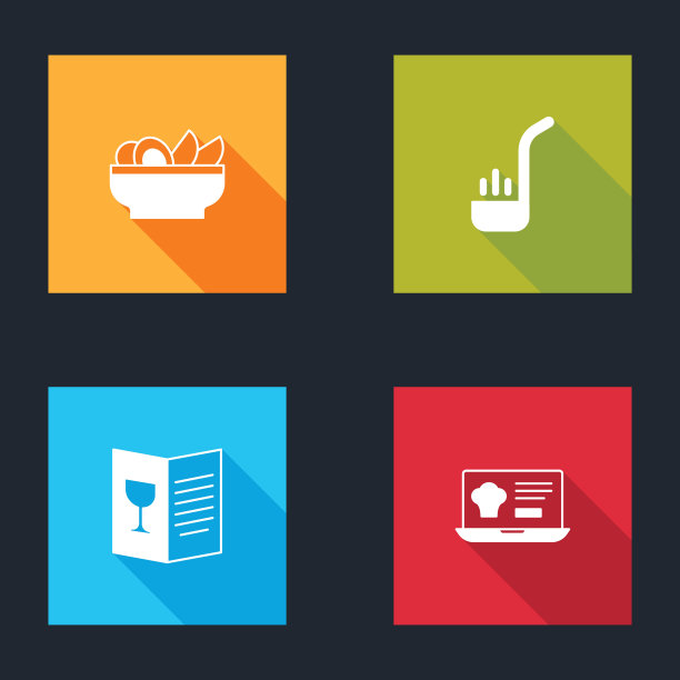 设置玉米片盘，厨房勺，餐厅咖啡厅菜单和在线订购和交付图标。向量图片下载