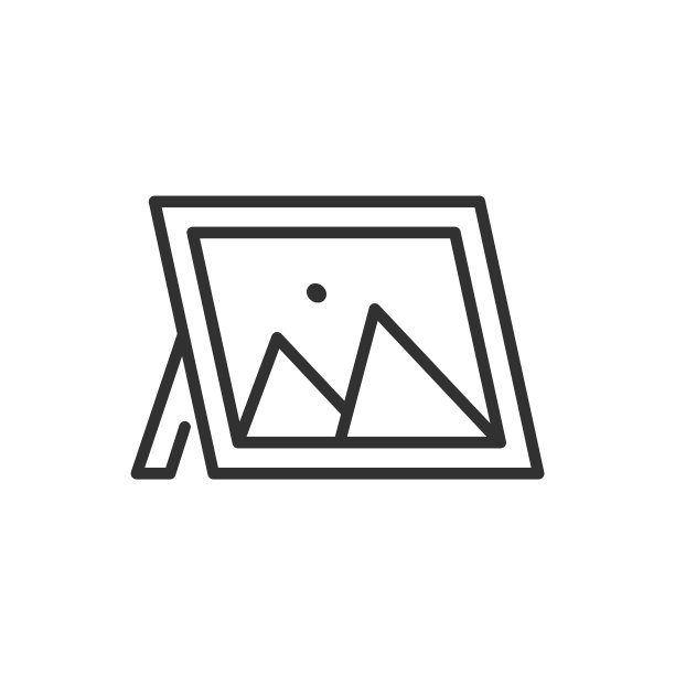 相框照片在一个立场，线性图标，桌面相框。线条可编辑的笔画图片下载