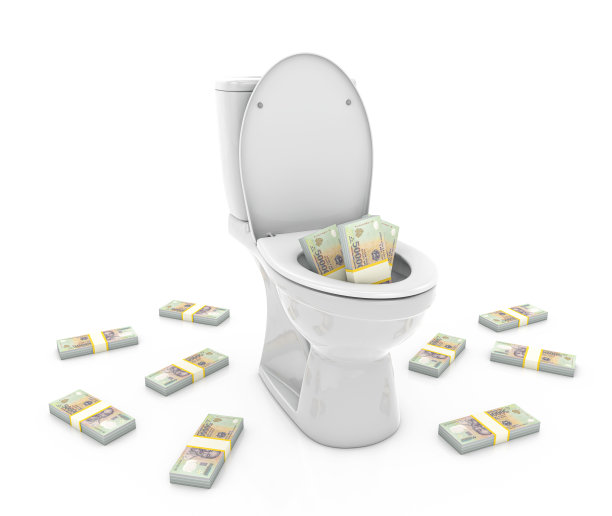 马桶上的越南盾钞票图片下载