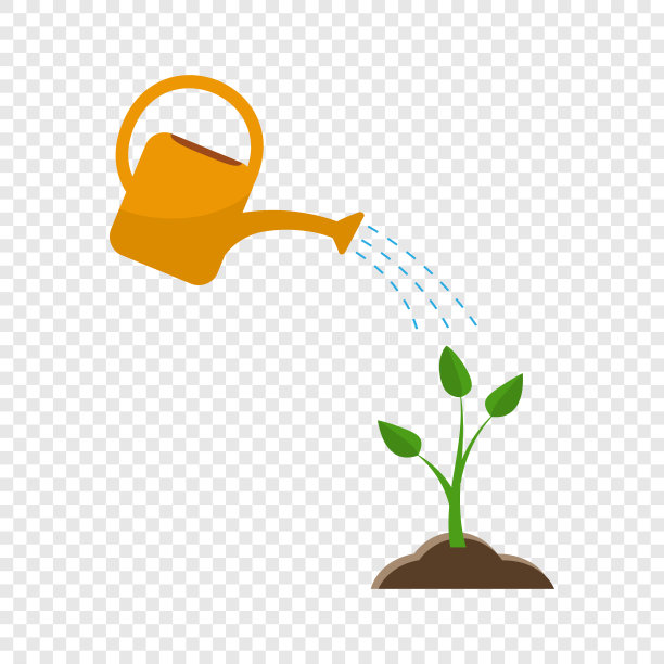 给幼苗浇水。矢量图图片下载
