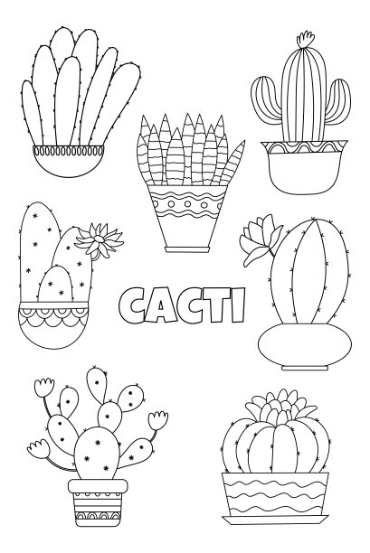 仙人掌插图设置着色图片下载