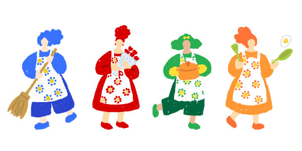 时尚的平面插图集五颜六色的母亲图片下载