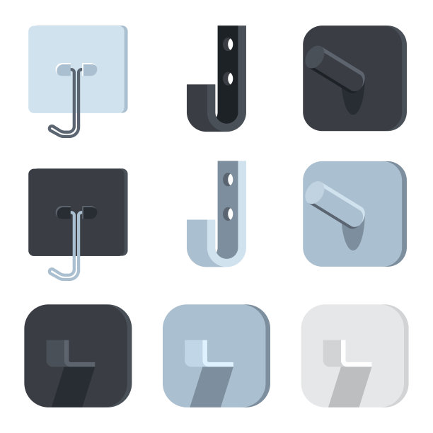 墙挂钩矢量卡通集隔离在一个白色的背景。图片下载