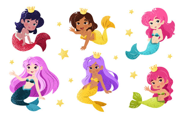 美人鱼可爱剪贴画合集图片下载