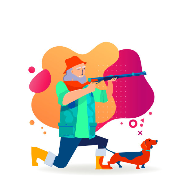 拿着狗瞄准步枪的猎人图片下载