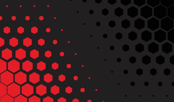 抽象的背景与红色和黑色六边形，极简运动的背景设计。图片下载