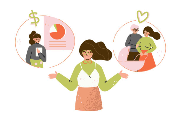 女人在两个选项之间做出选择矢量图图片下载