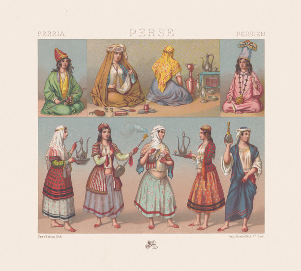 1888年出版的传统波斯女性服饰图片下载