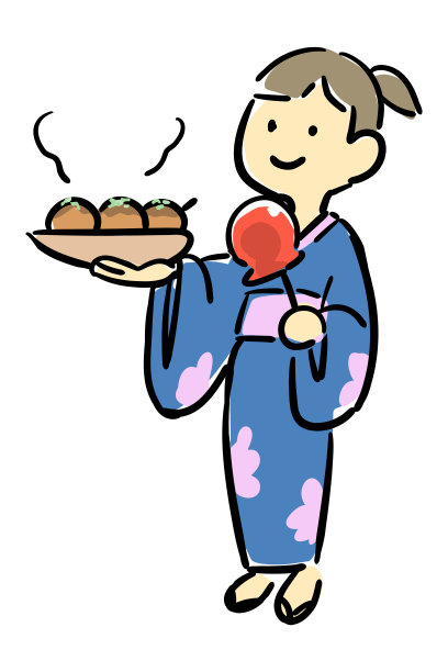 一位穿着浴衣享受节日的妇女图片下载